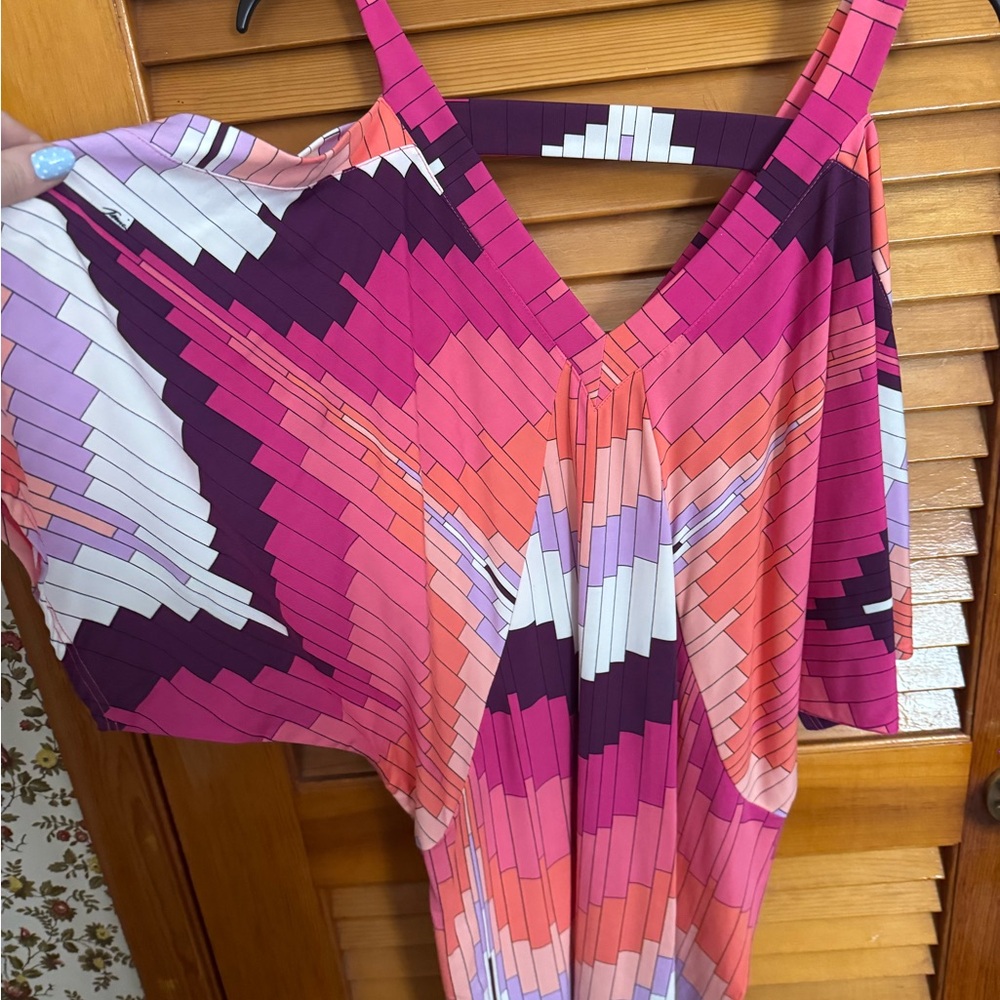 Trina Turk Pink and Purple Geometric Dress